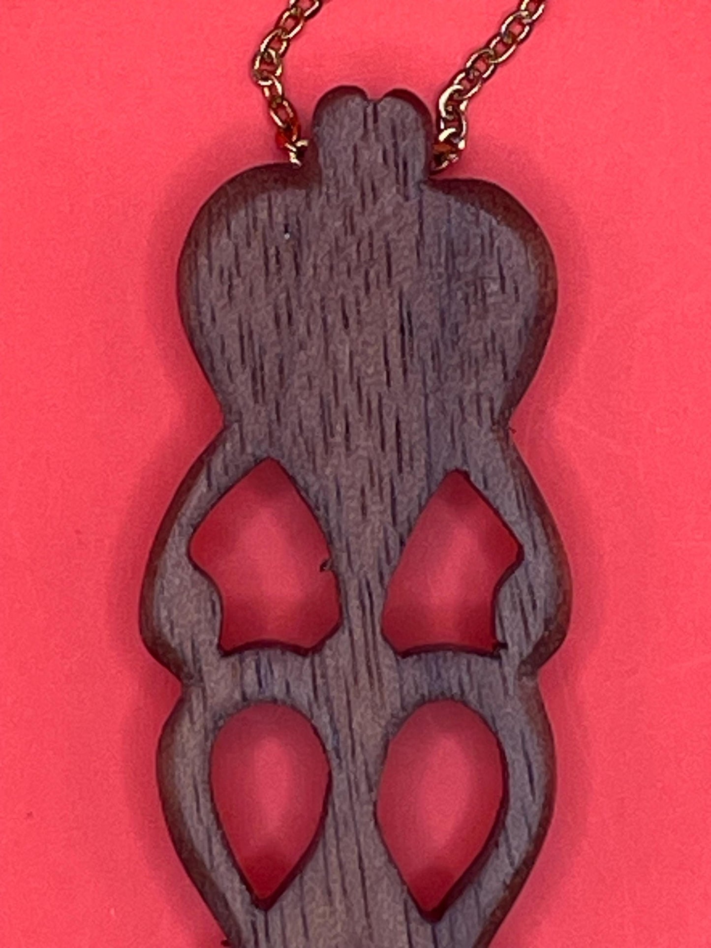 Small Wooden Heart Spoon Necklace  Gold Tone Chain Included