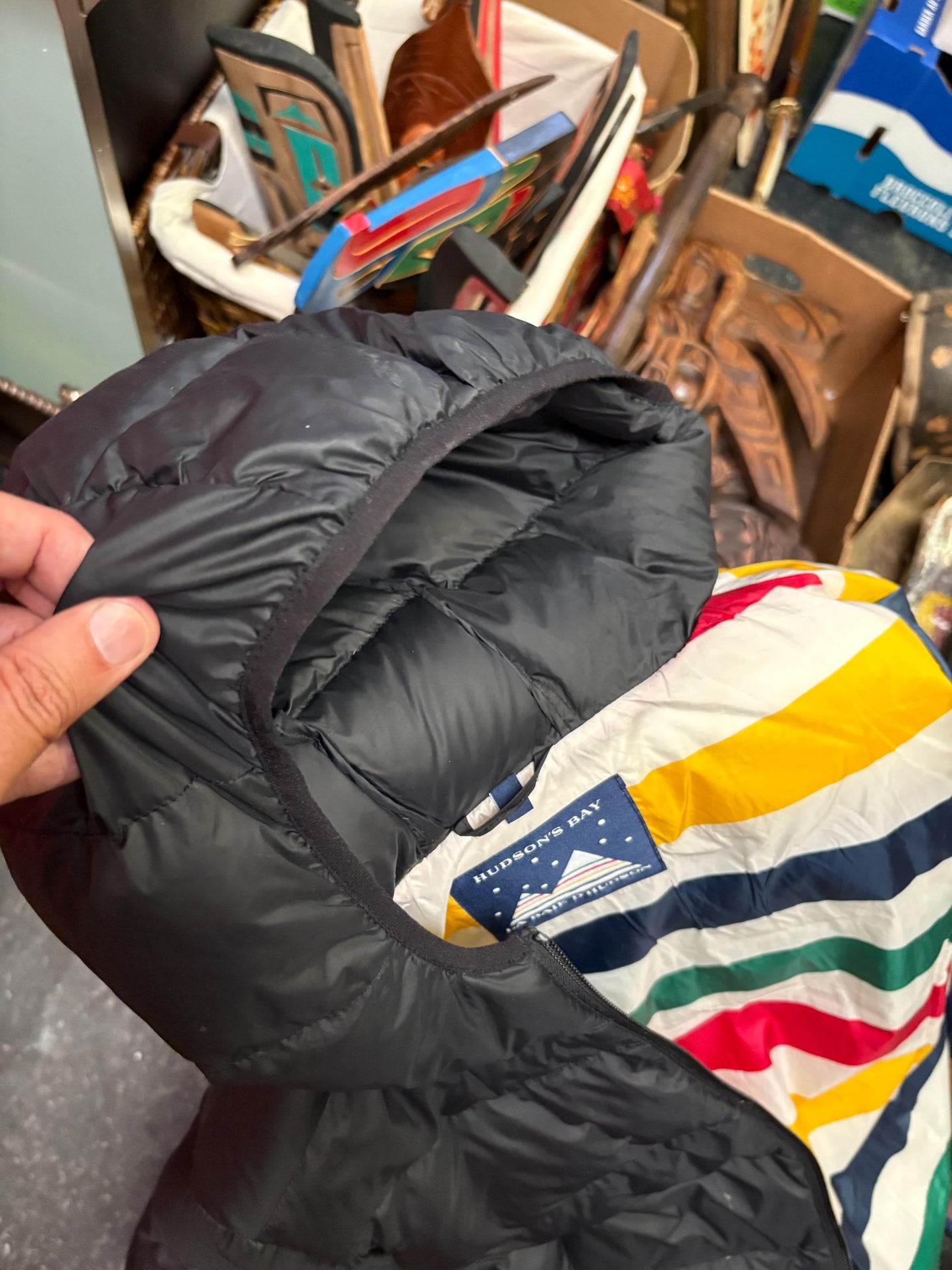 Beautiful HBC Hudson Bay Company lightweight down style jacket  33 inches long - hood 10 inches and arms 24 inches approx - size M womens