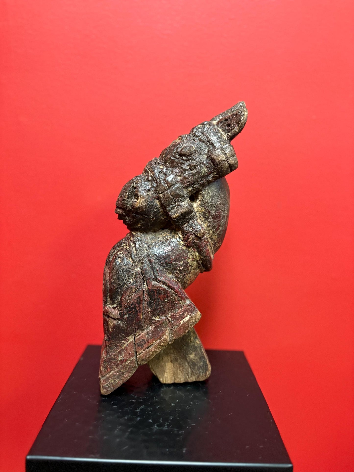 Amazing 11 inch tall pre-19 century horse head finale statue  great patina  wow