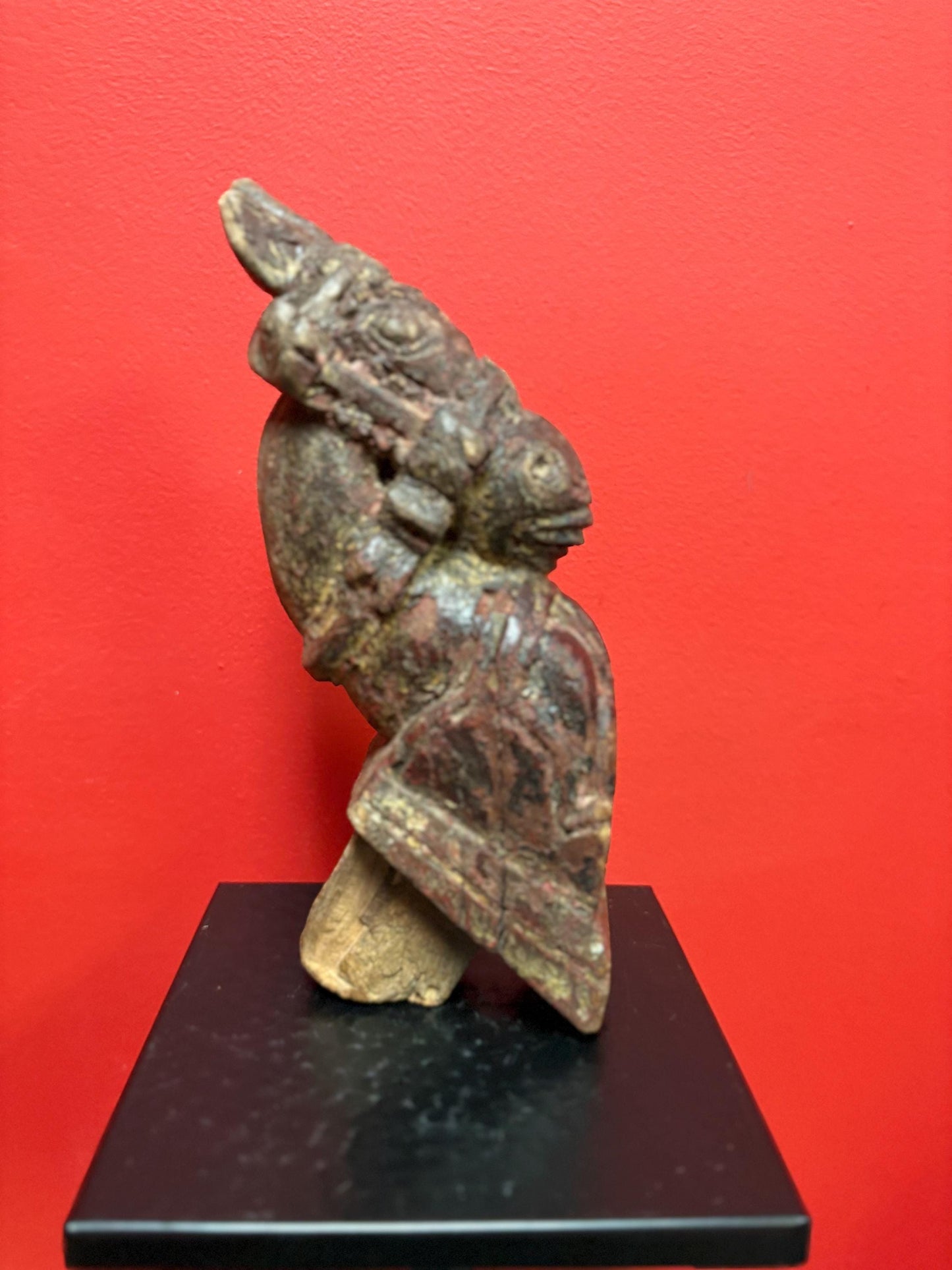 Amazing 11 inch tall pre-19 century horse head finale statue  great patina  wow