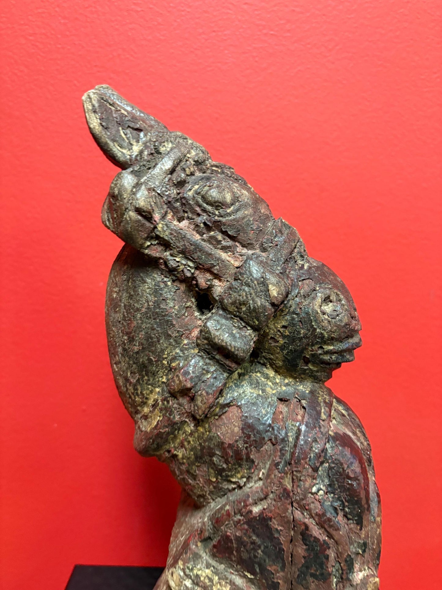 Amazing 11 inch tall pre-19 century horse head finale statue  great patina  wow