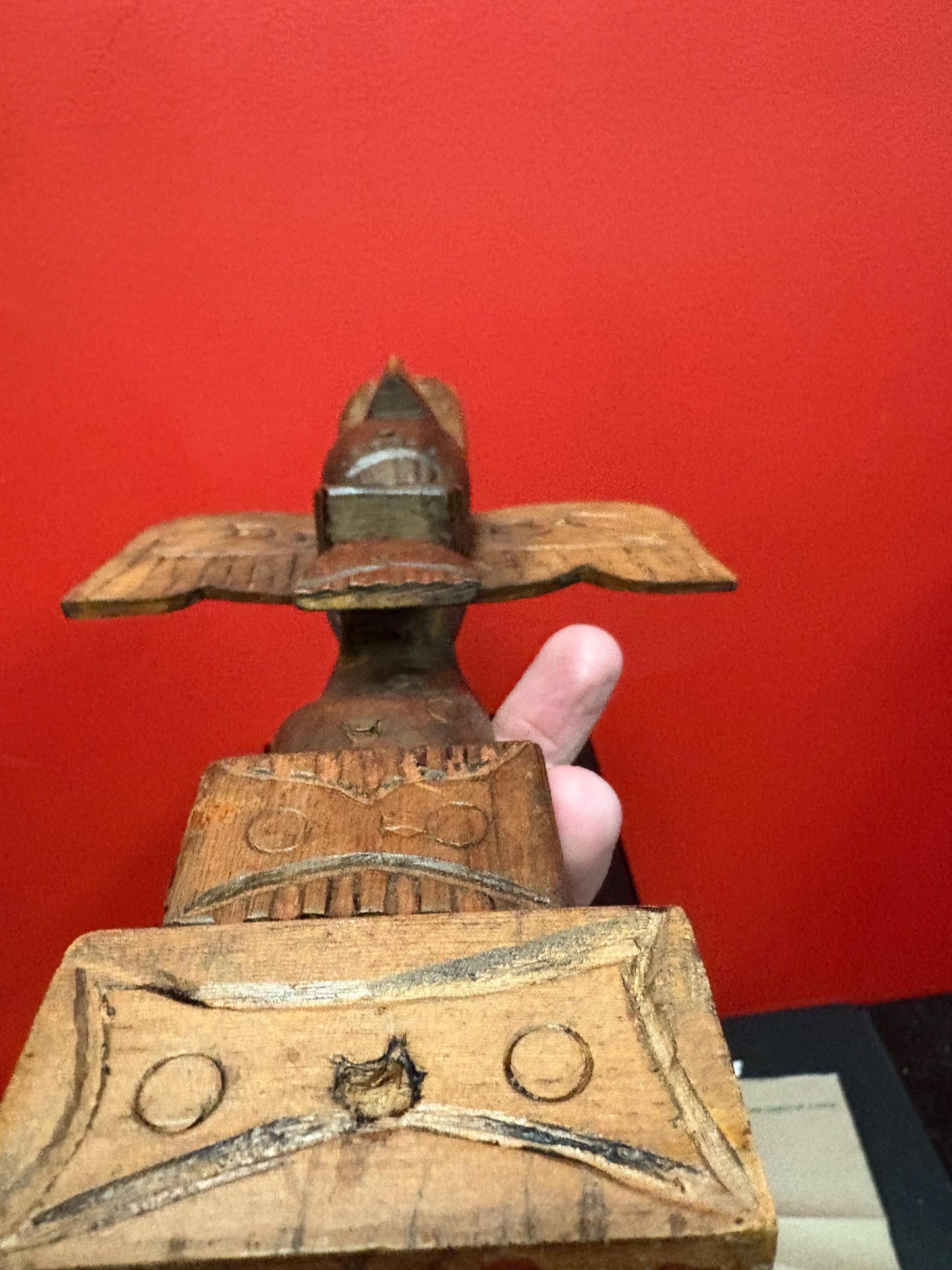 Beautiful indigenous first nation Pacific Northwest Coast signed totem with wings  13 x 7 wide nice  detail and great detail