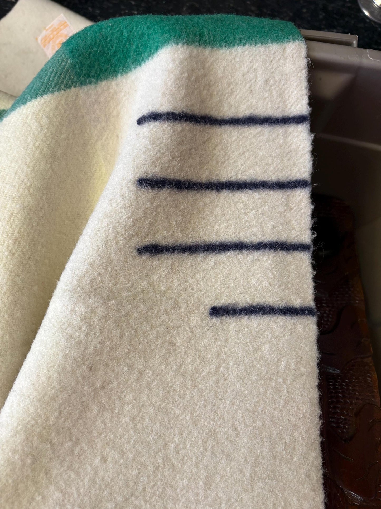 Approx 63 x 81  HBC Hudson Bay Company authentic wool blanket    3.5 stripes  twin size - dry cleaned  perfect condition  HBC