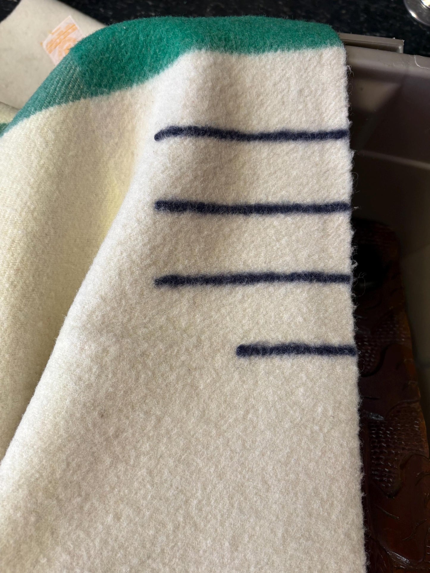 Approx 63 x 81  HBC Hudson Bay Company authentic wool blanket    3.5 stripes  twin size - dry cleaned  perfect condition  HBC