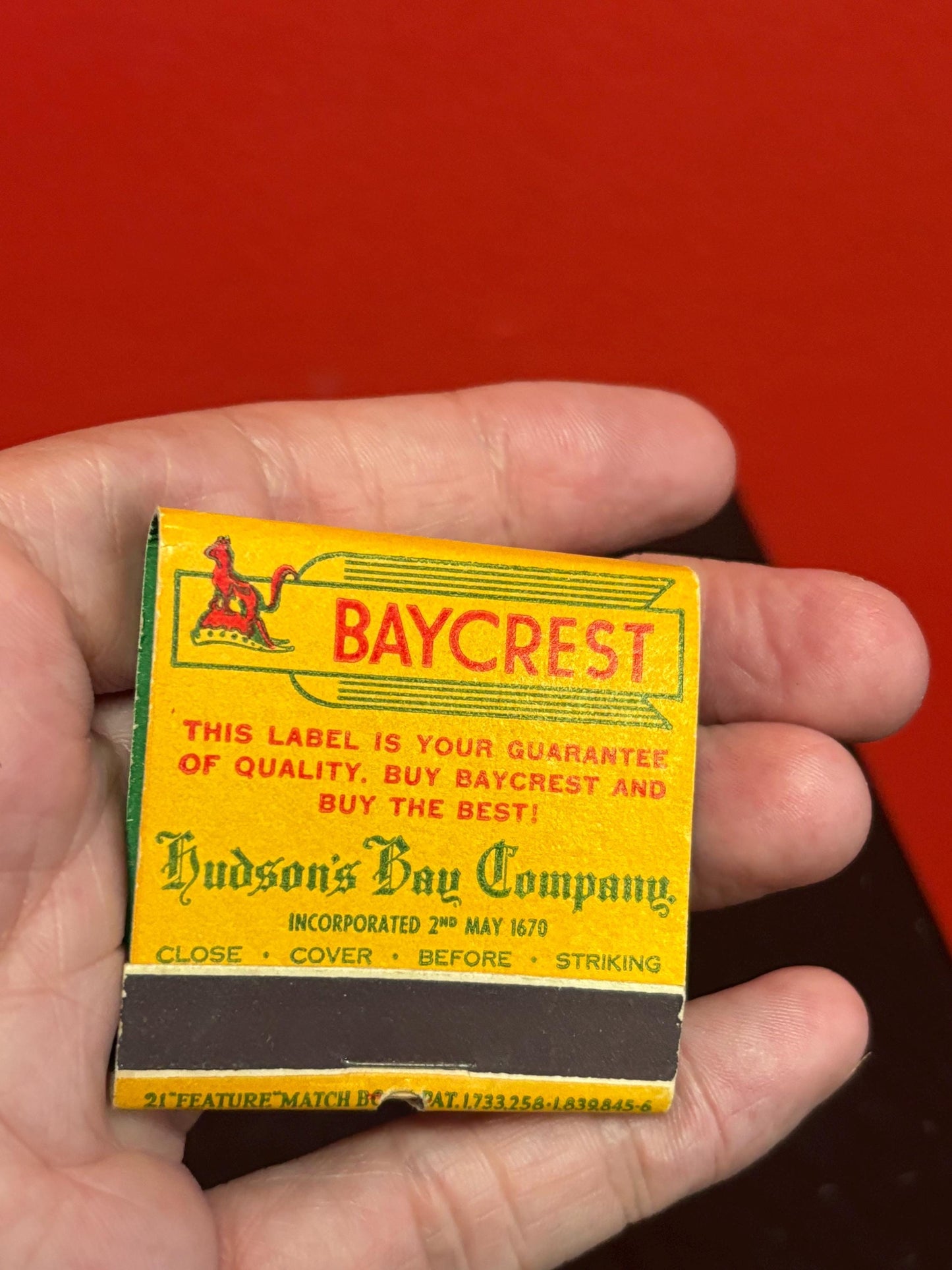 Rare HBC Hudson Bay Company 2 inch matches in original packet - unused - advertising  wow  HBC advertising