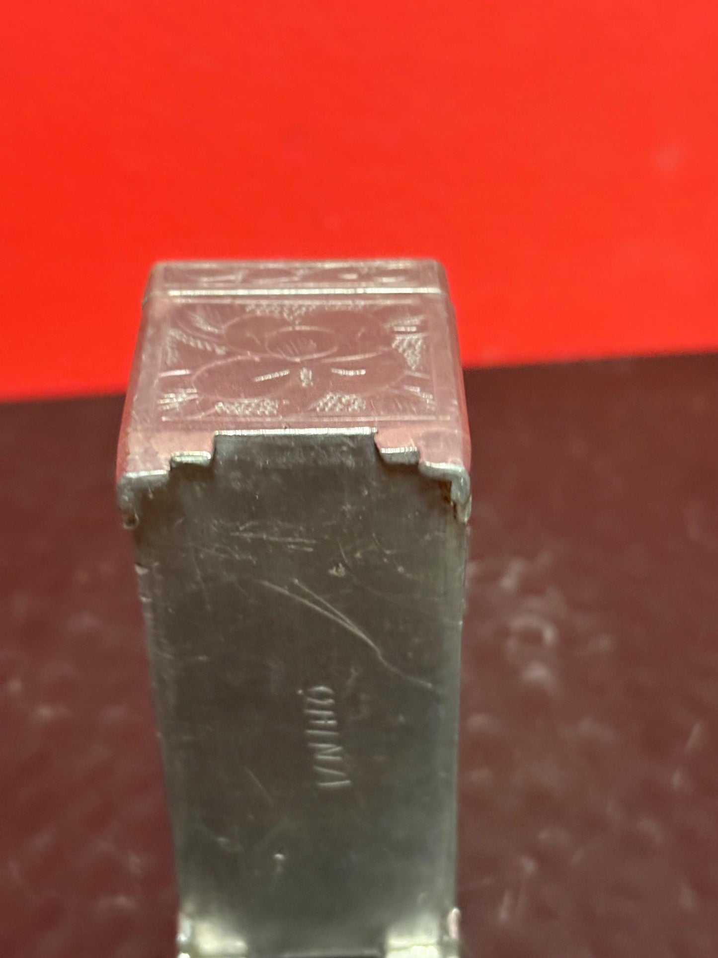 Beautiful old Chinese Jade and pewter stamp box  3 by 1.5 x 1.5 high  lovely condition and great price perfect gift wow