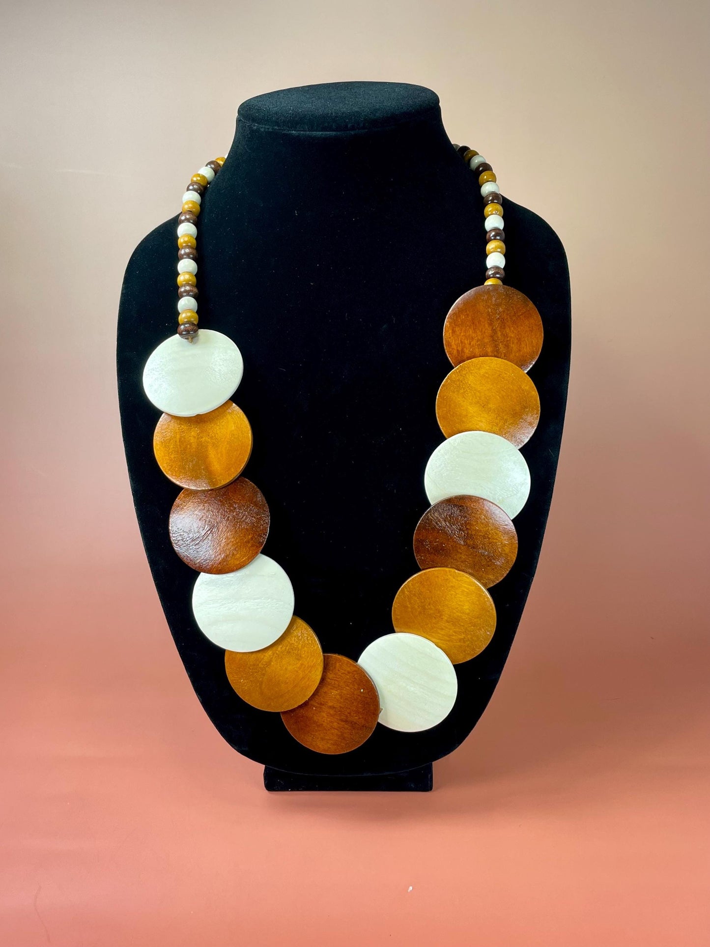 Cool 30 inch long Wood Beaded necklace