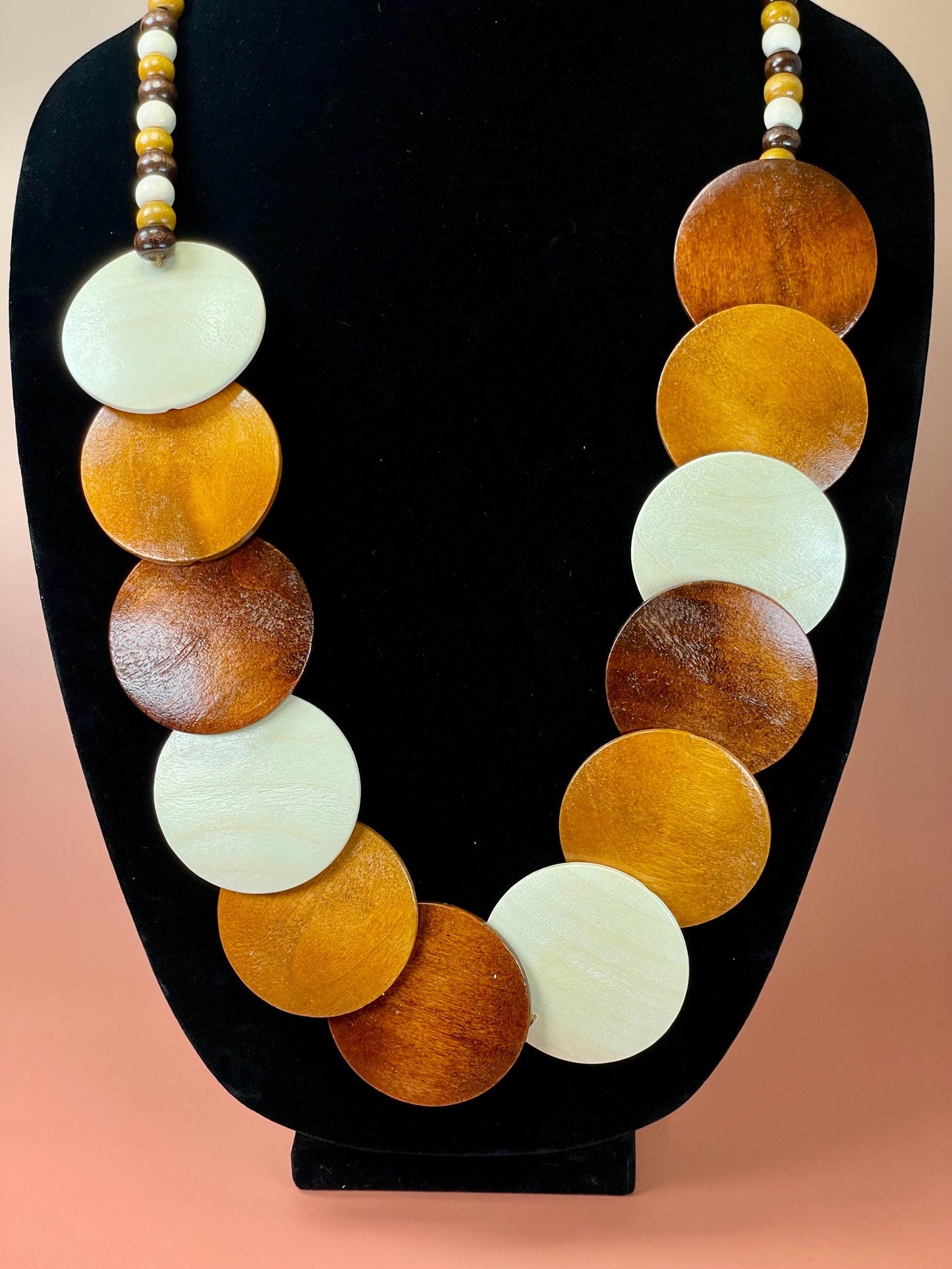 Cool 30 inch long Wood Beaded necklace