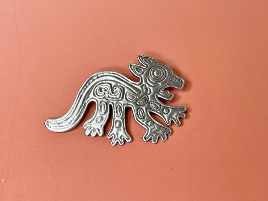 3 inch Wide Cool Animal Brooch  Stamped by artist