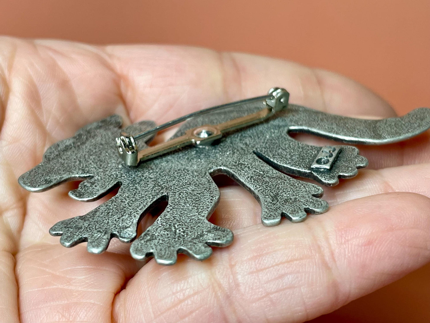 3 inch Wide Cool Animal Brooch  Stamped by artist