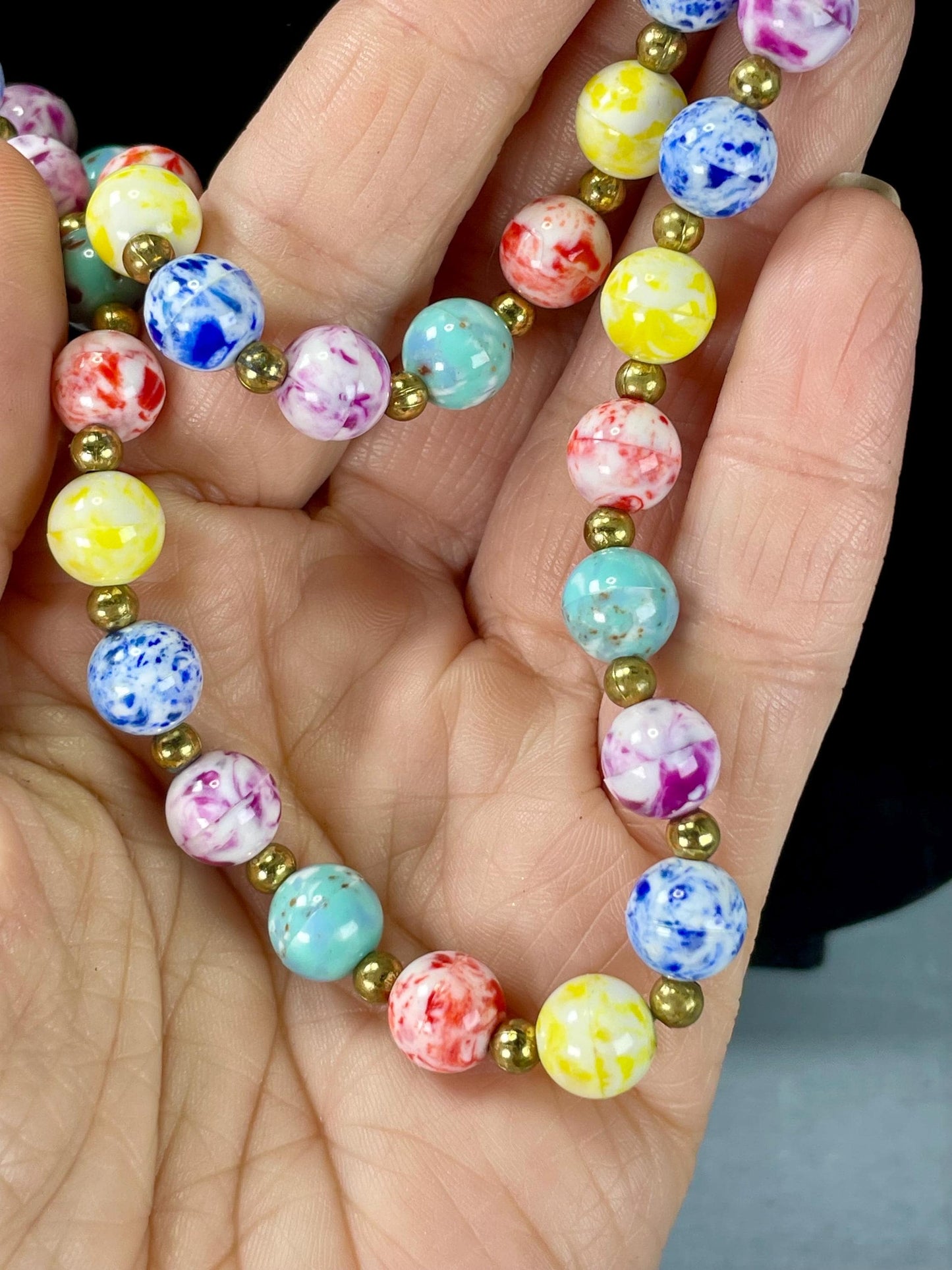 Cool Long approx 53.5 inch long bead necklace  great colour  good value   funky