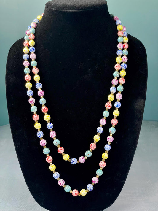 Cool Long approx 53.5 inch long bead necklace  great colour  good value   funky