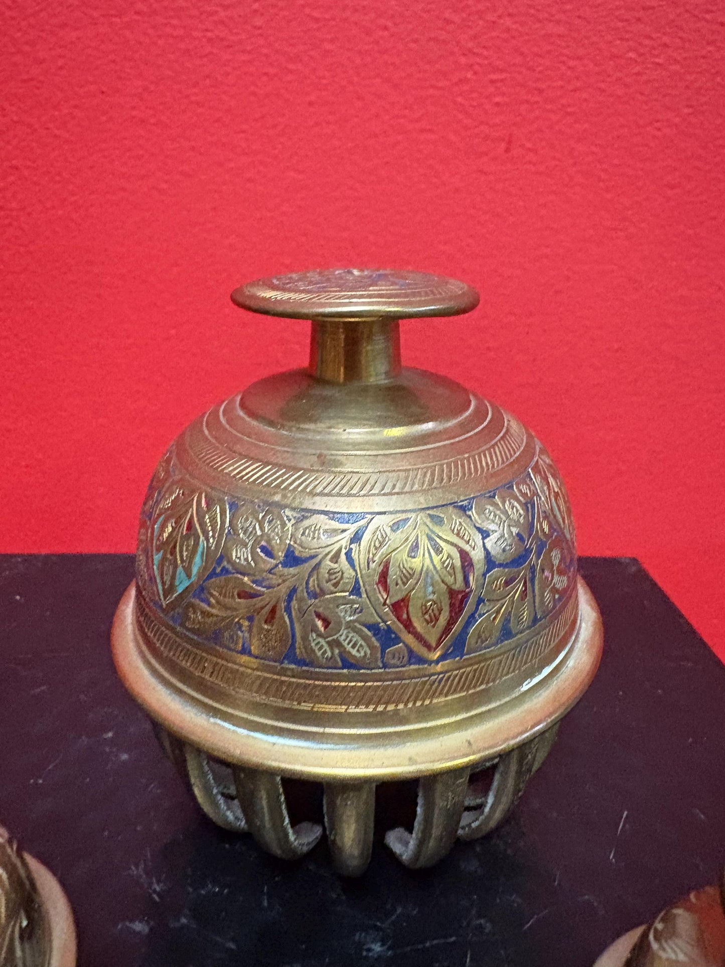 Three cool brass Indian vintage bells  2 and 4 inches high