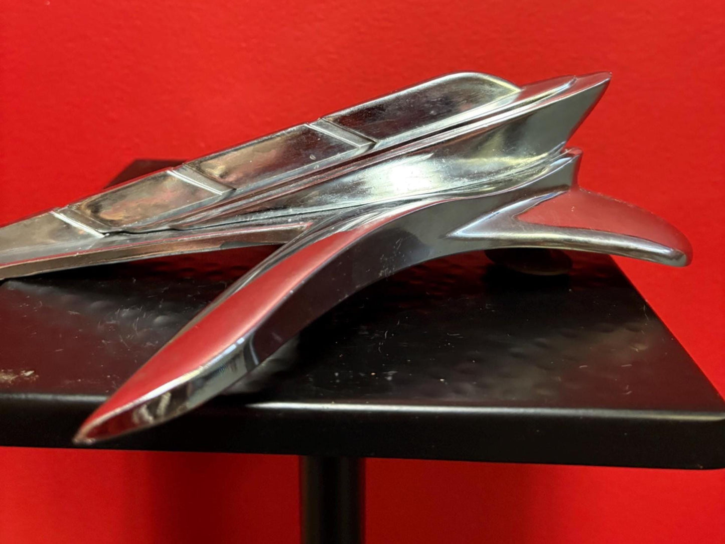 Fabulous vintage authentic Plymouth chrome airplane car mascot - great condition and 10 x 8 wide - good value