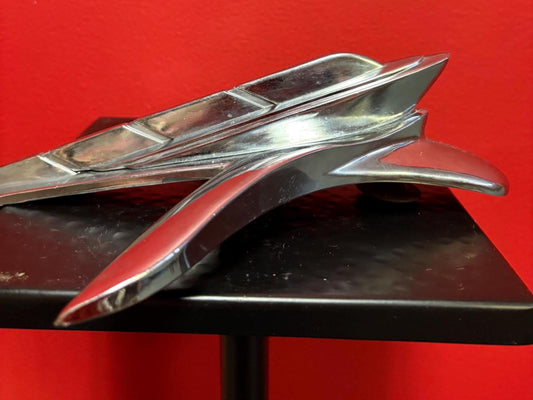 Fabulous vintage authentic Plymouth chrome airplane car mascot - great condition and 10 x 8 wide - good value