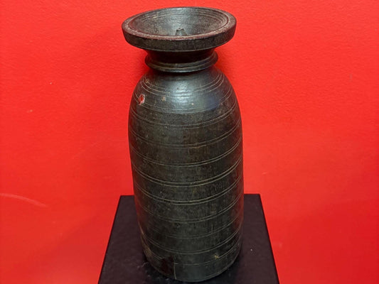 Gorgeous antique19th century  Nepalese  11 inch tall wooden salt pot  great patina  wow