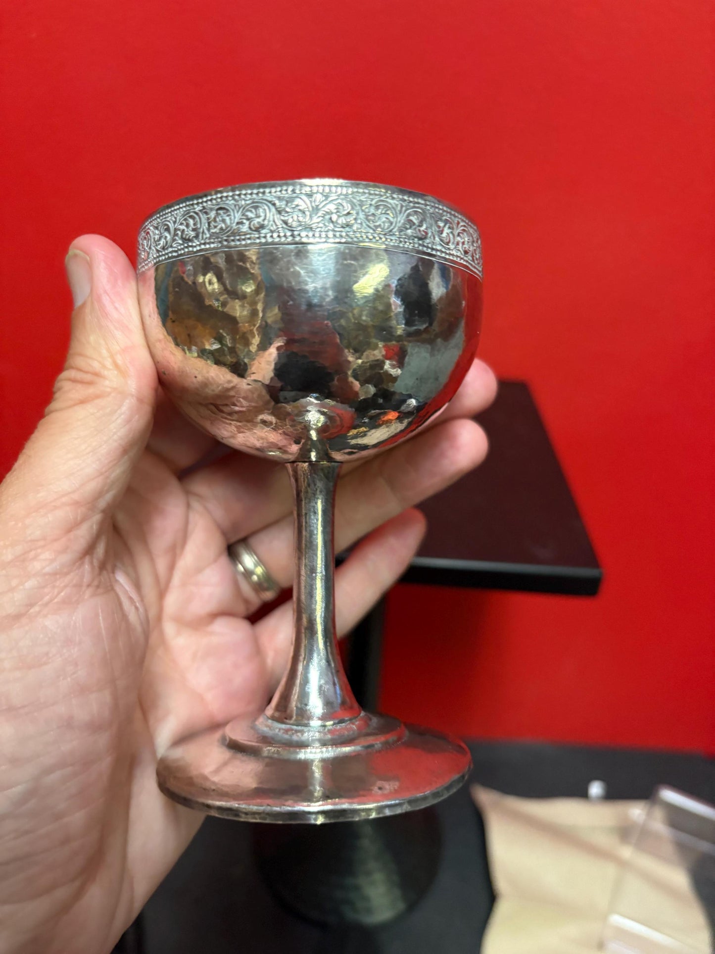 Beautiful antique North African .800 silver 5 inch  chalice   simple and elegant  breaks into 3 pieces