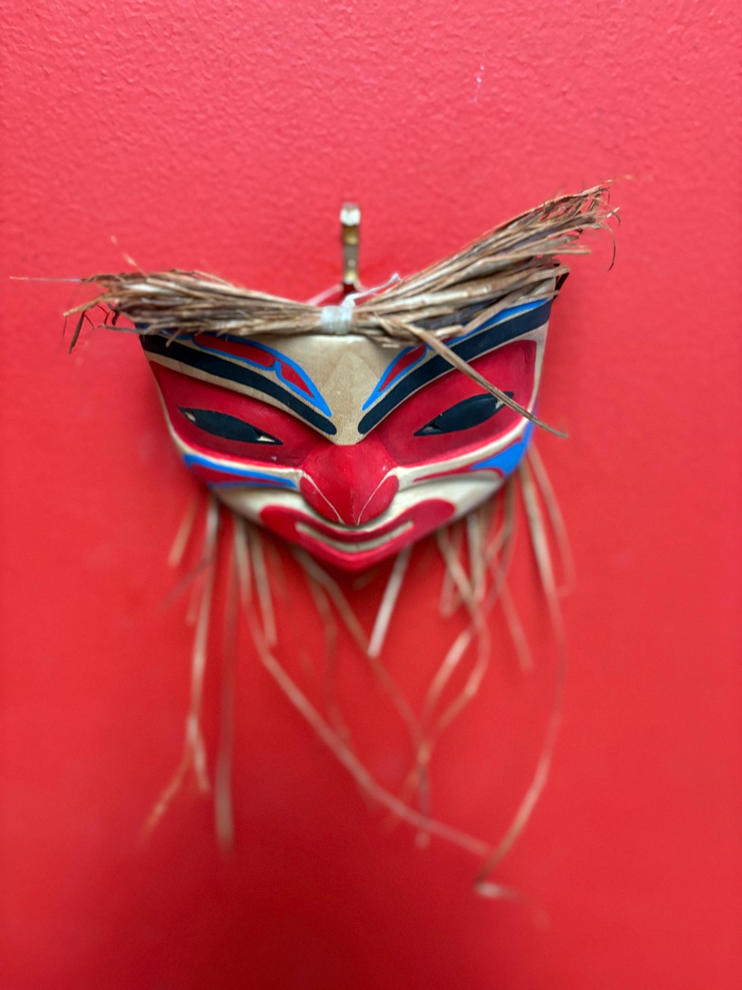 Beautiful approximately 5 x 4 high cedar painted Betty Joe indigenous pacific West Coast mask