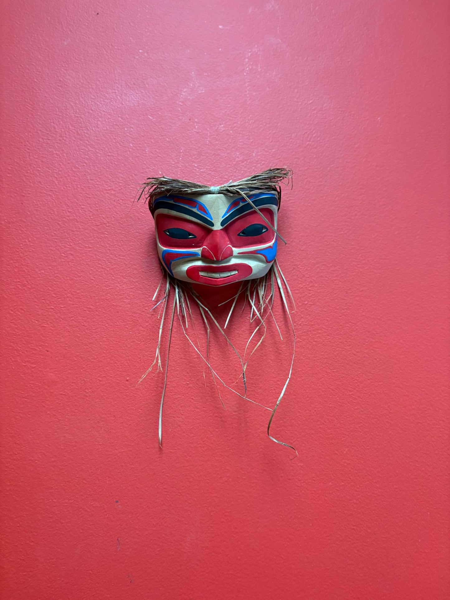 Beautiful approximately 5 x 4 high cedar painted Betty Joe indigenous pacific West Coast mask