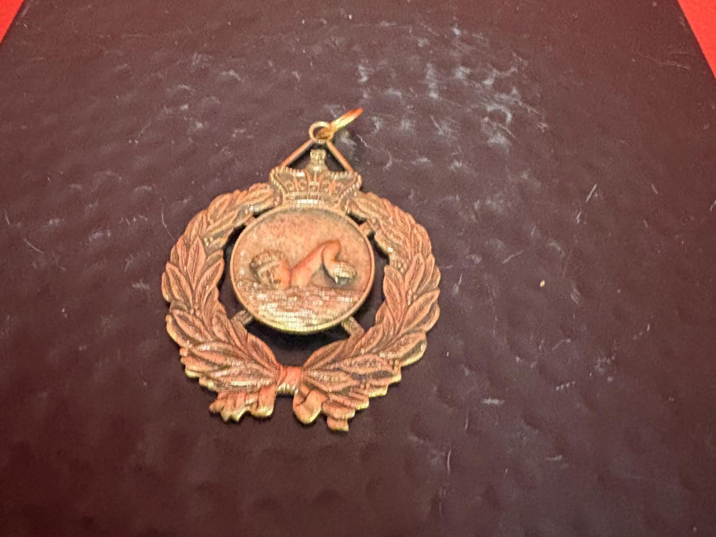 Lovely 3 inch long vintage metal swimming medal  great gift