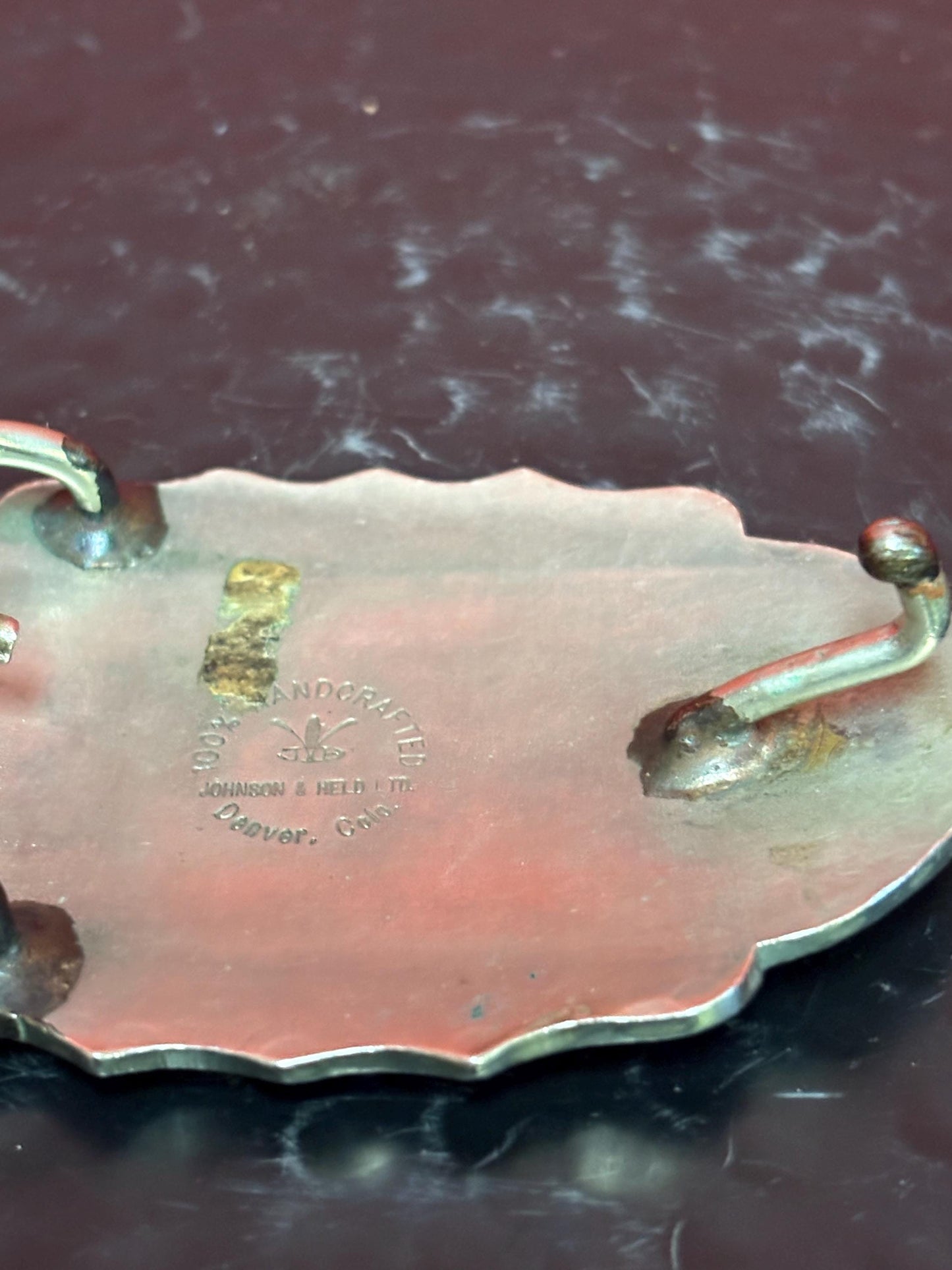 Very cool 3 1/2 inch untested silver and abalone belt buckle with an eagle  American beauty