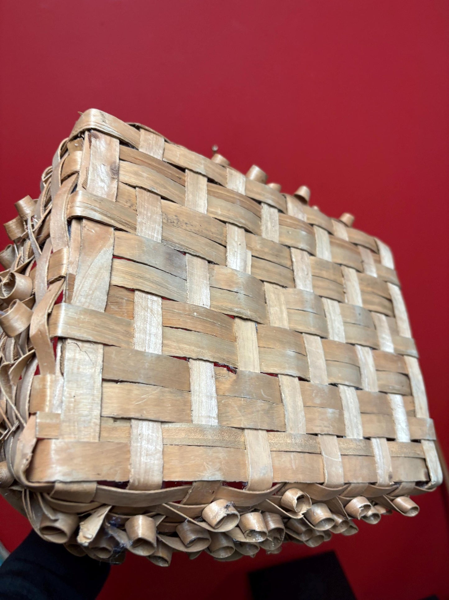 Huge eastern Canadian cedar bark basket with handles  fabulous quality and condition  - 12 x 10 x 12“ high- wow