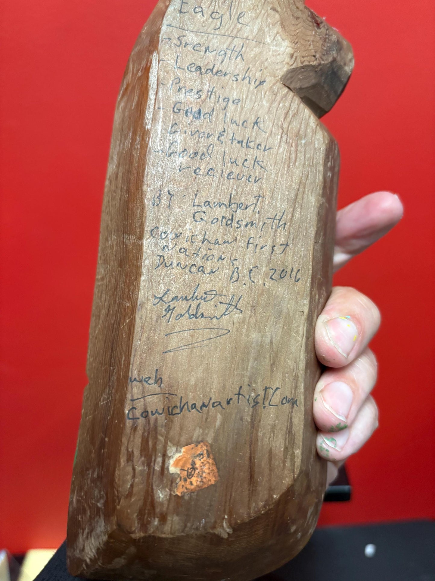 Beautiful 9 x 3 1/2“ indigenous first nation Pacific Northwest coast lambert goldsmith eagle feast bowl  signed with information