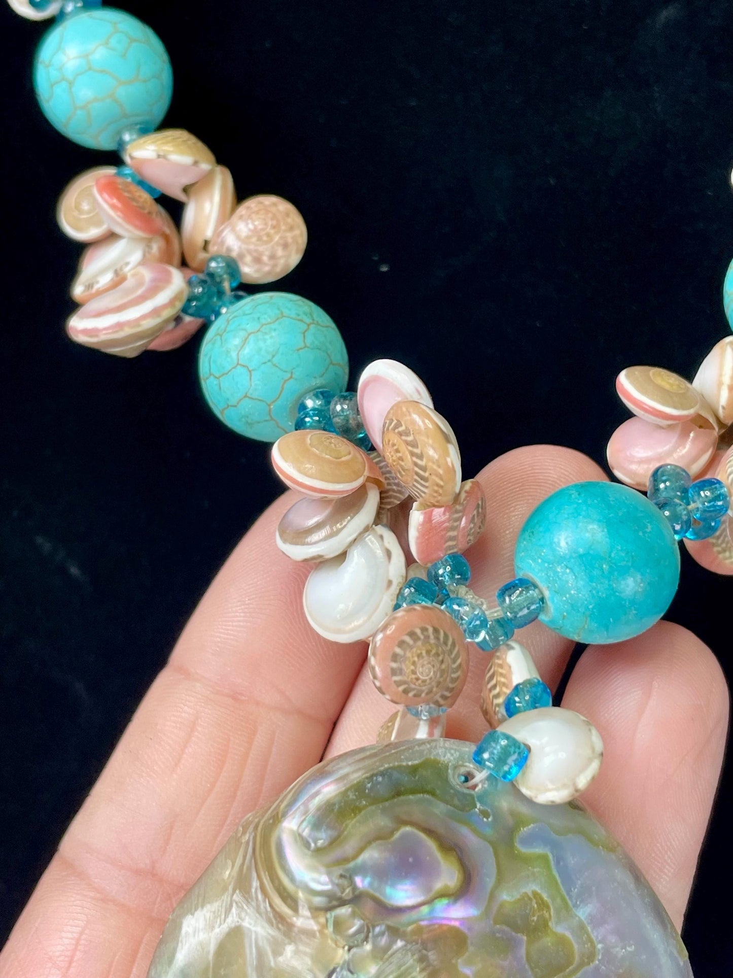 20 inch Shell Necklace with huge 3 inch Abalone Pendant