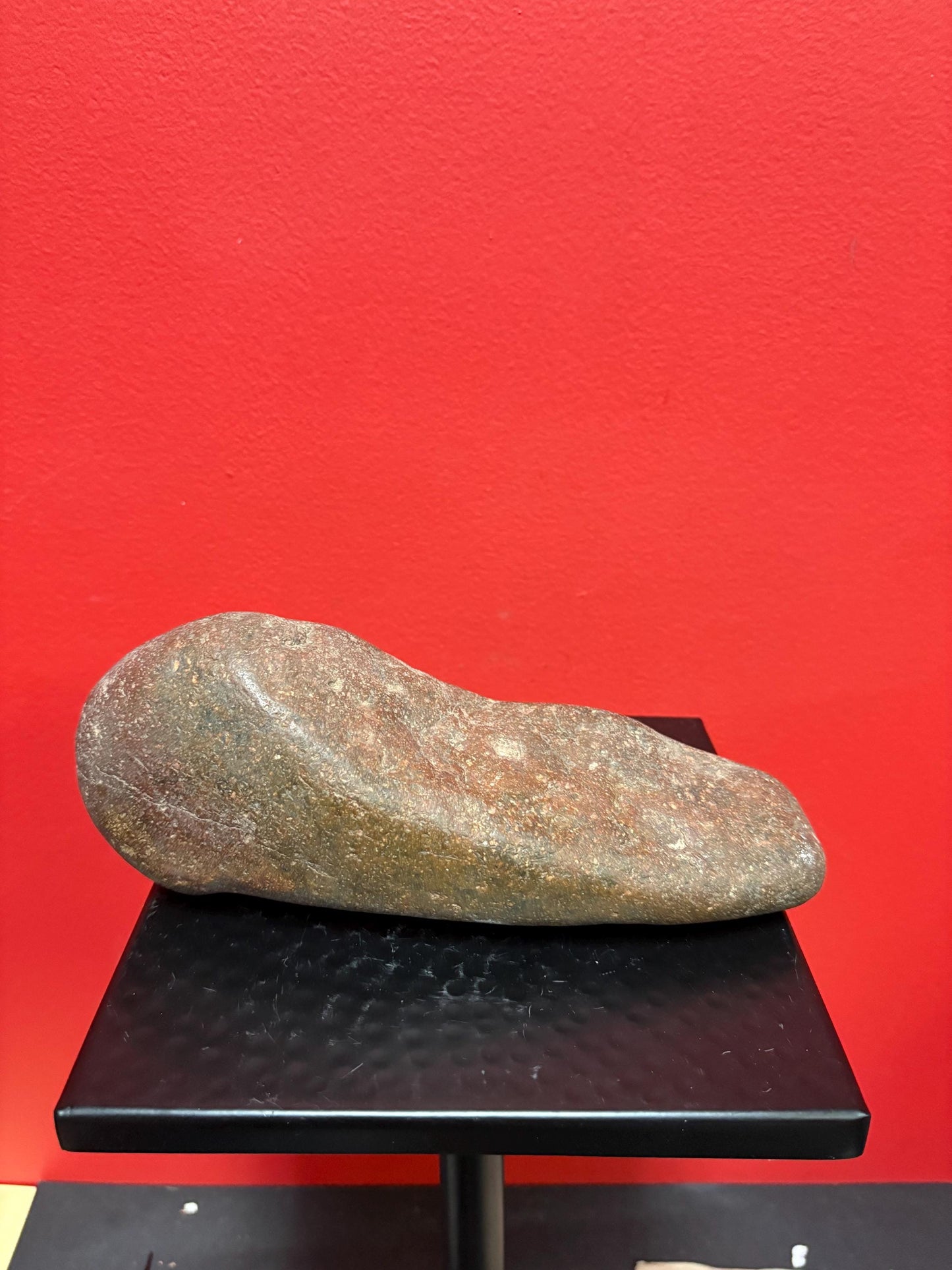 Beautiful 8 inch tall indigenous first nations, British Columbian old old old plummet stone tool  wonderful patina   shape like a foot