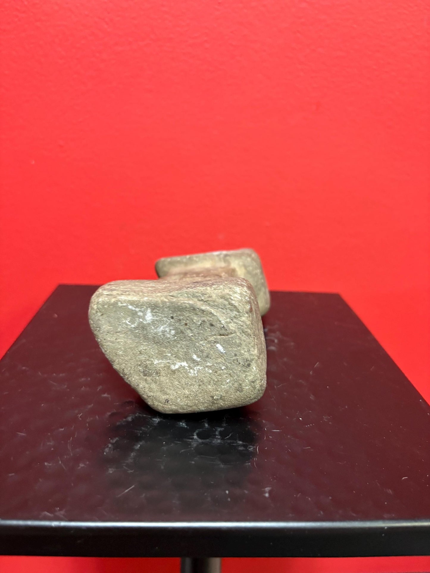 Beautiful 5 inch tall  indigenous first nations, British Columbian old old old plummet stone tool  wonderful patina  shape like male torso