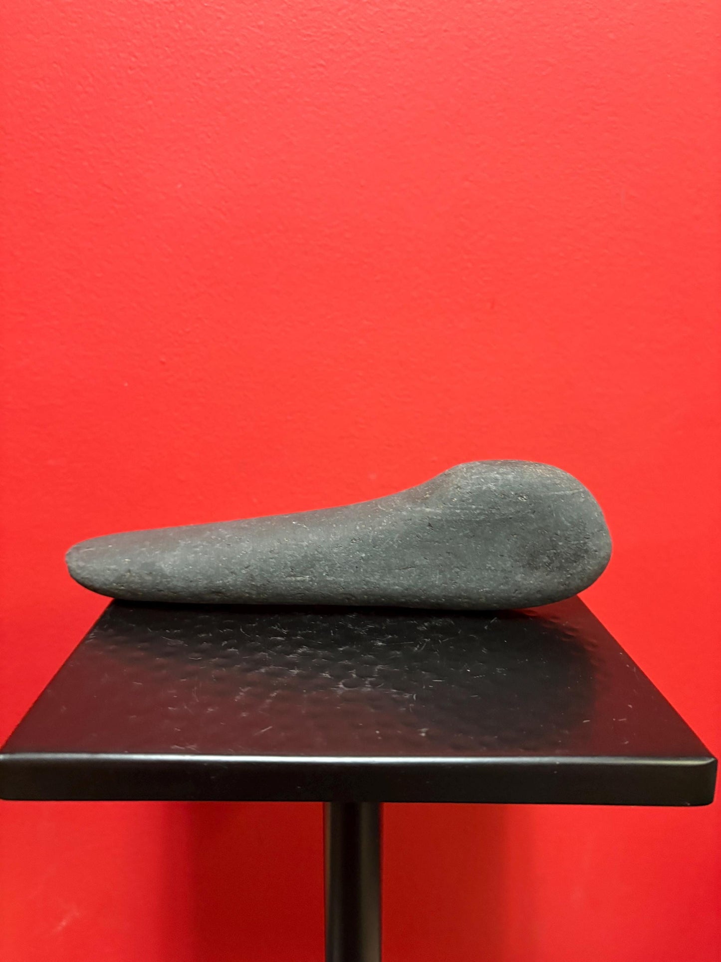 Beautiful 8 inch tall  indigenous first nations, British Columbian old old old plummet stone tool  wonderful patina   shape of duck head