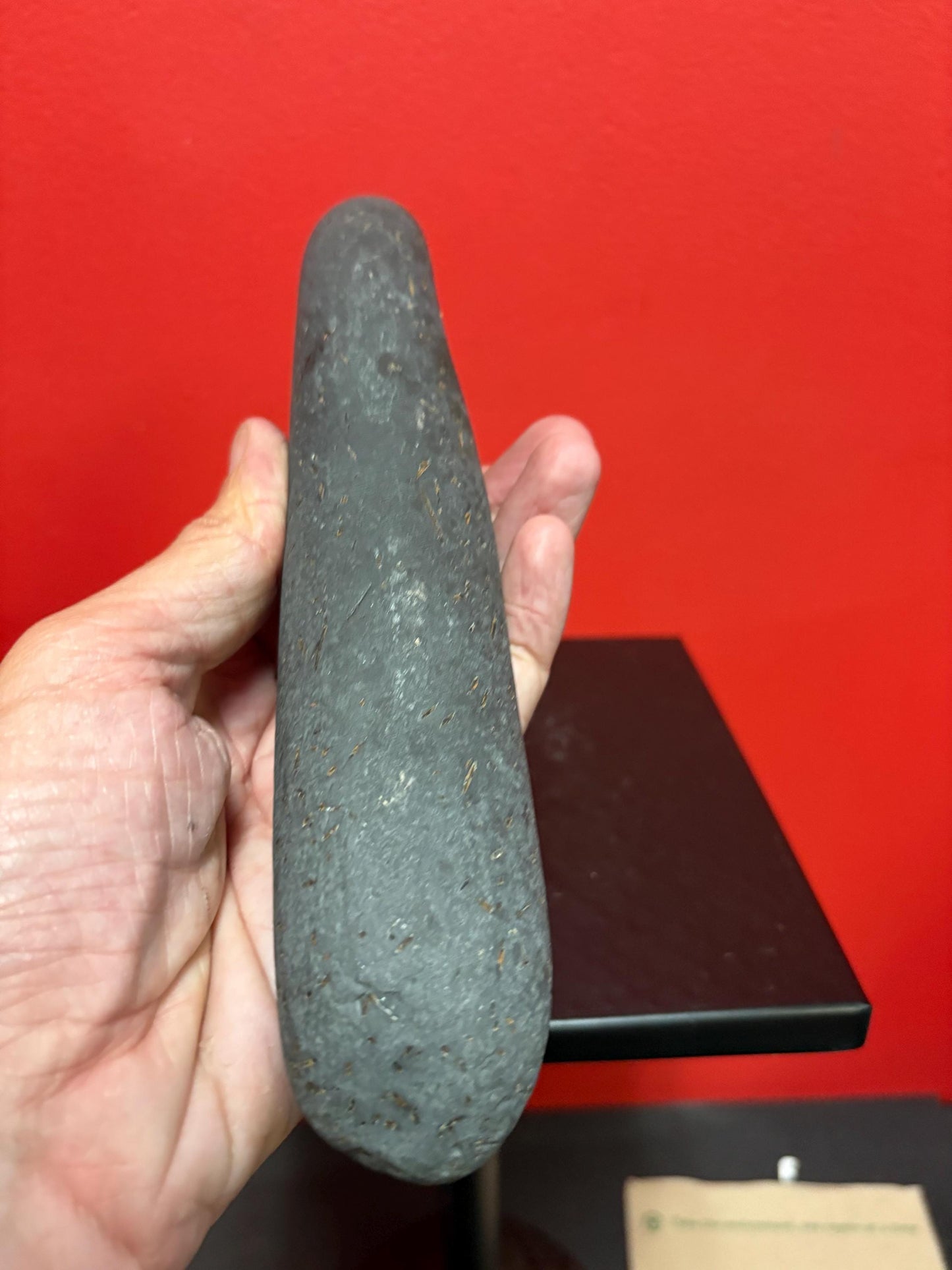 Beautiful 8 inch tall  indigenous first nations, British Columbian old old old plummet stone tool  wonderful patina   shape of duck head