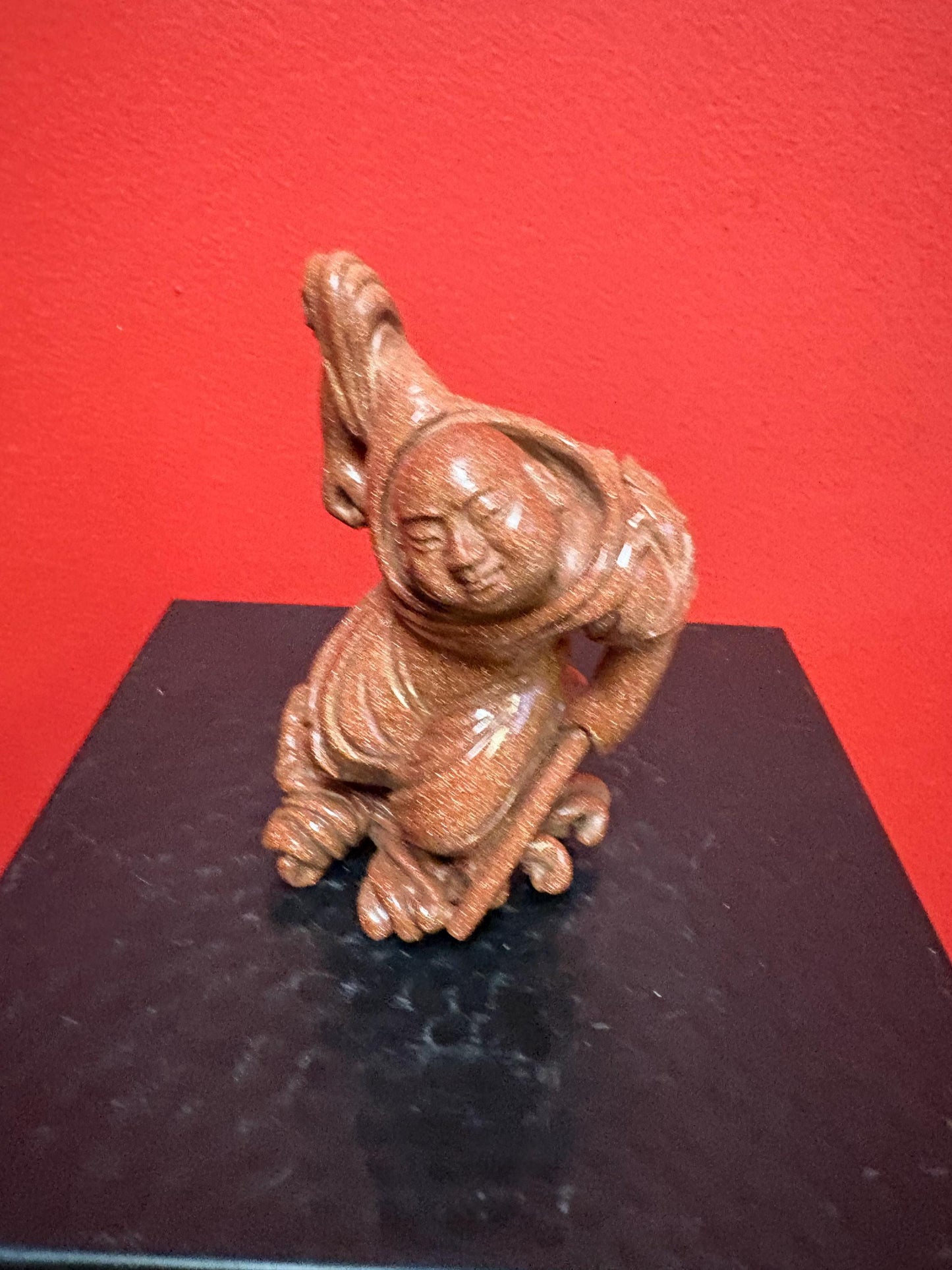 Beautiful antique 4 inch Chinese gold stone figure of a warrior  great condition and very unusual estate piece