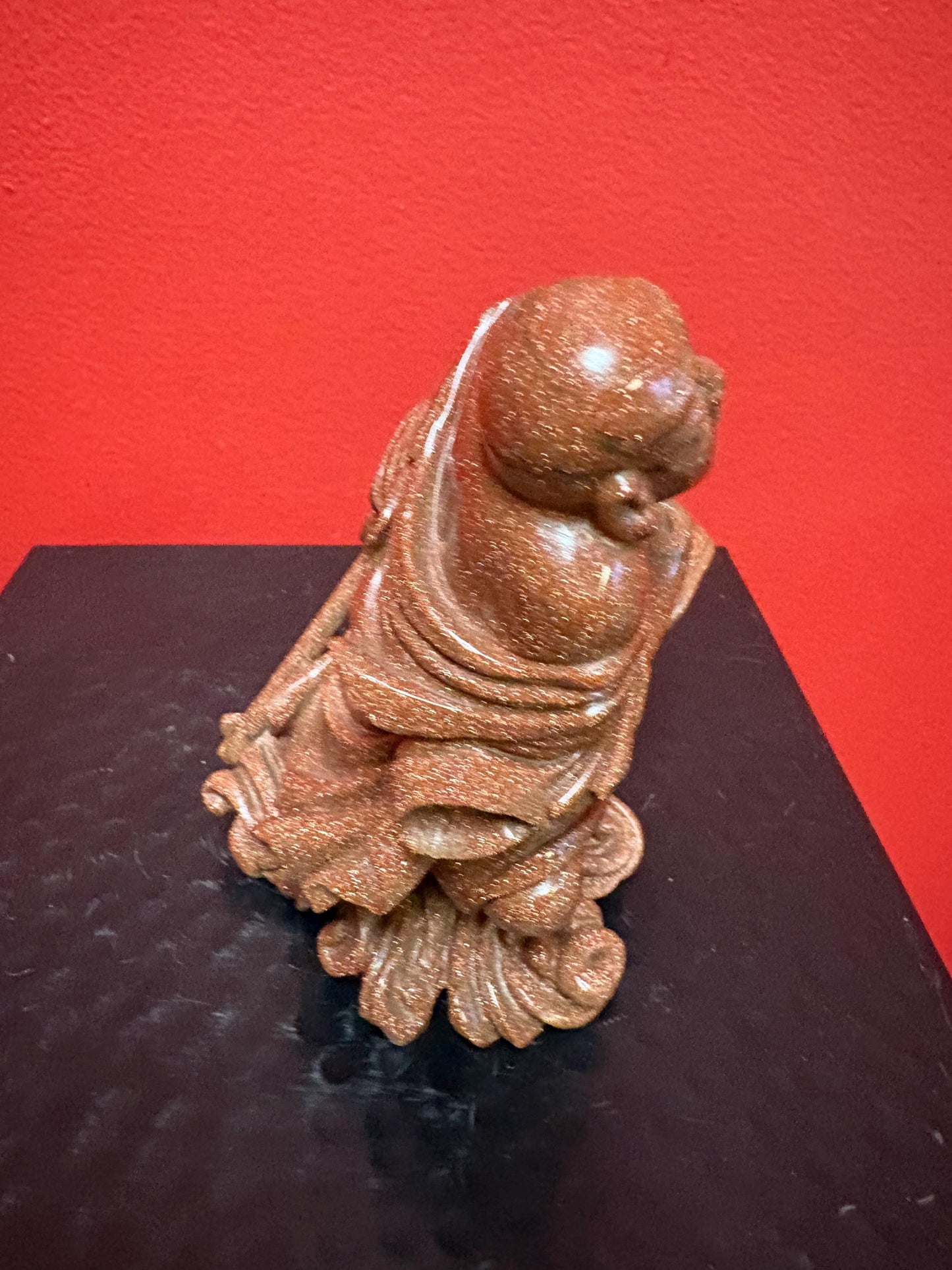 Beautiful antique 5 inch Chinese gold stone figure of a warrior  great condition and very unusual estate piece