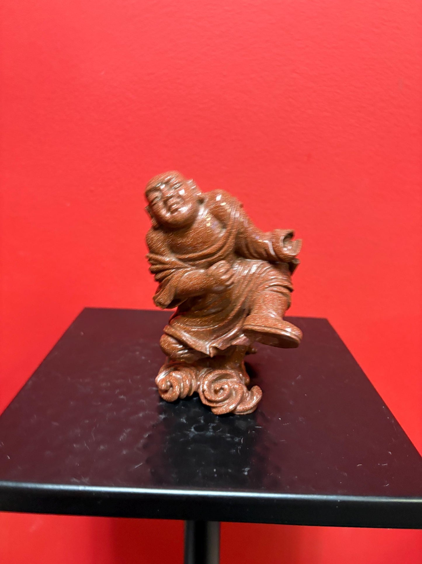 Beautiful antique 5 inch Chinese gold stone figure of a warrior  great condition and very unusual estate piece