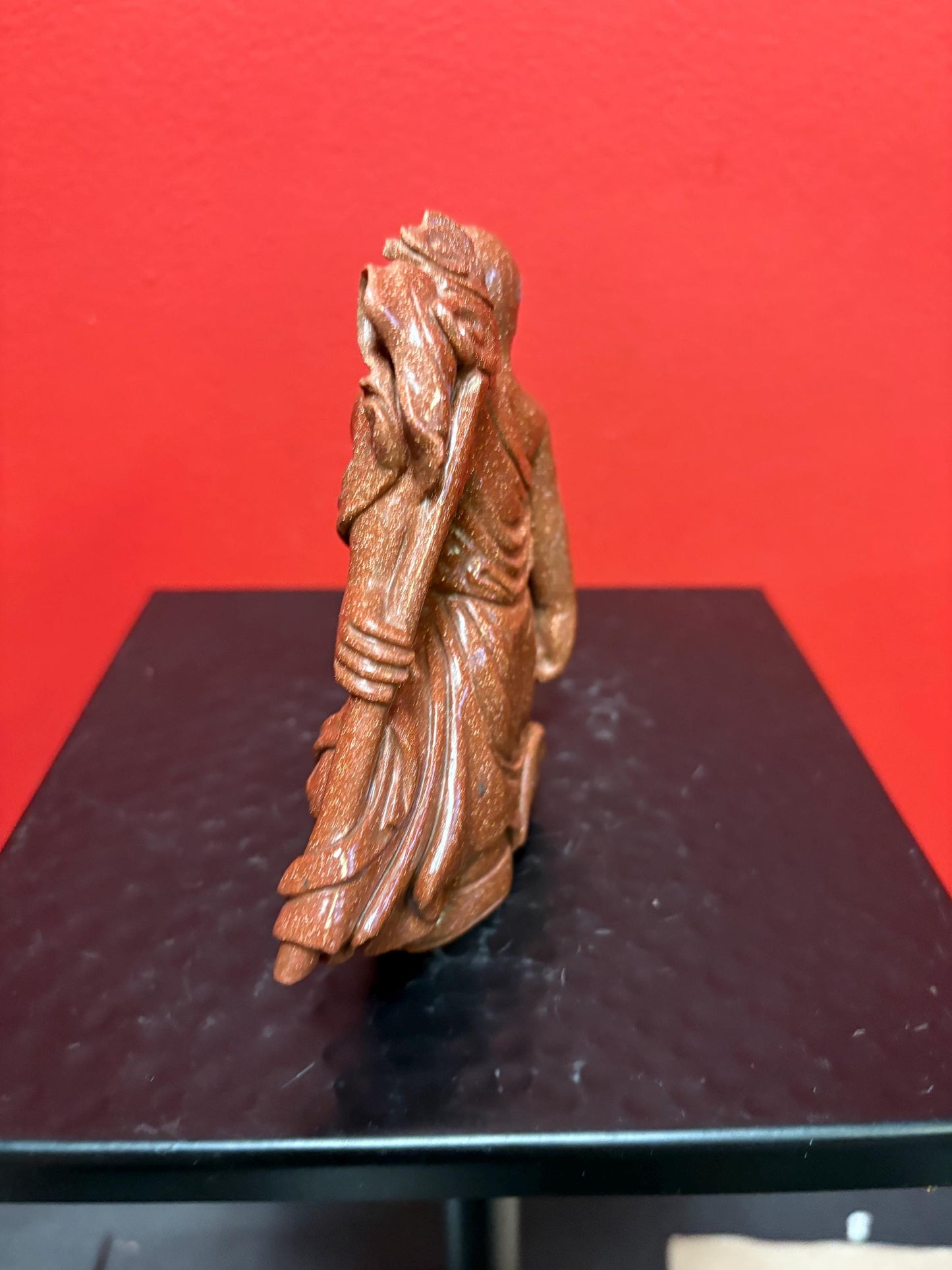 Beautiful antique 5 inch Chinese gold stone figure of a warrior  great condition and very unusual estate piece