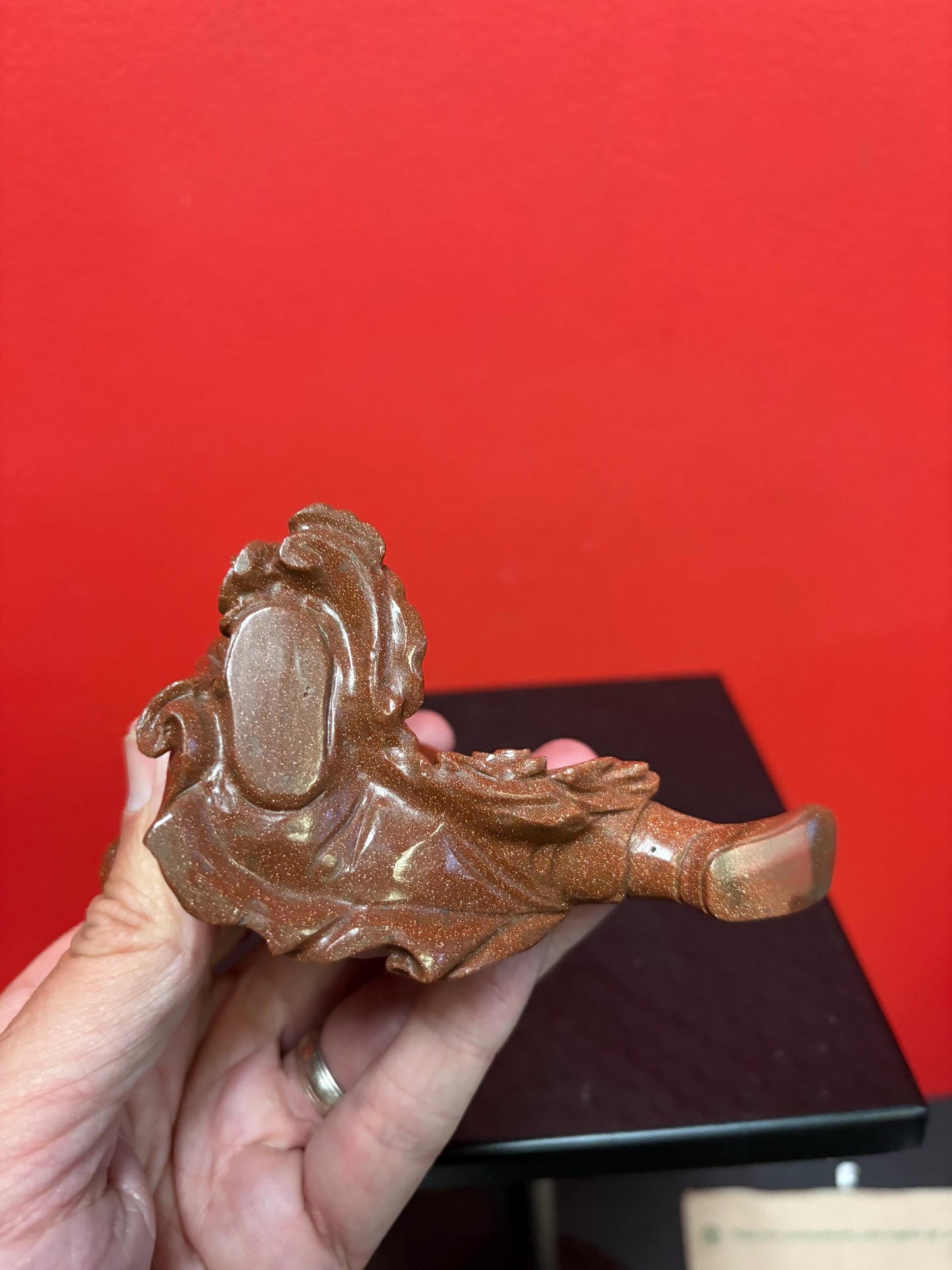 Beautiful antique 4 inch Chinese gold stone figure of a warrior  great condition and very unusual estate piece