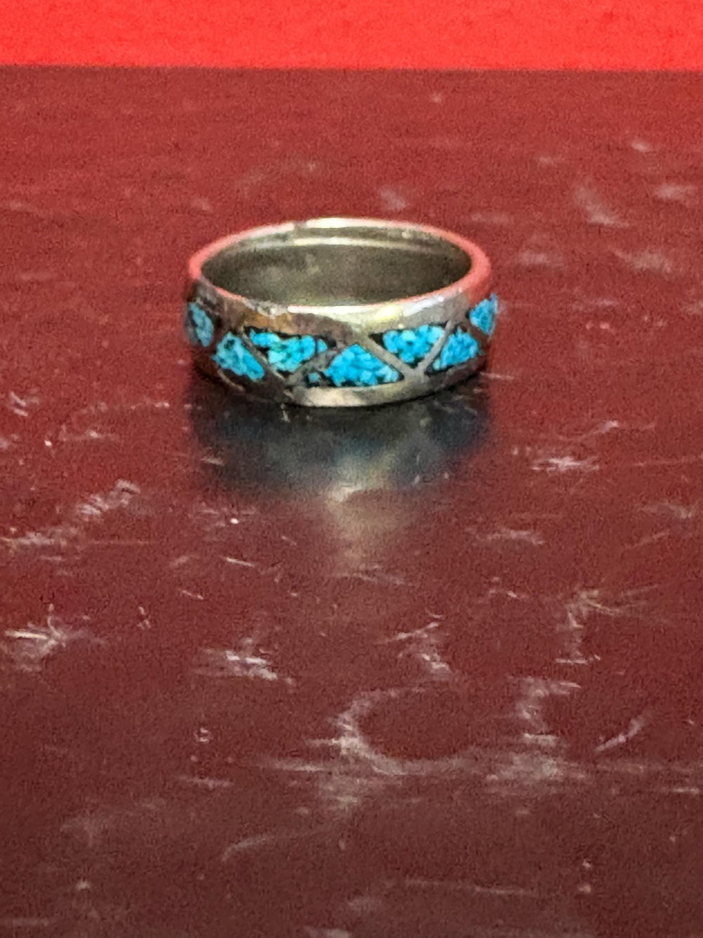 Size 8.5 turquoise and unmarked silver ring - great price