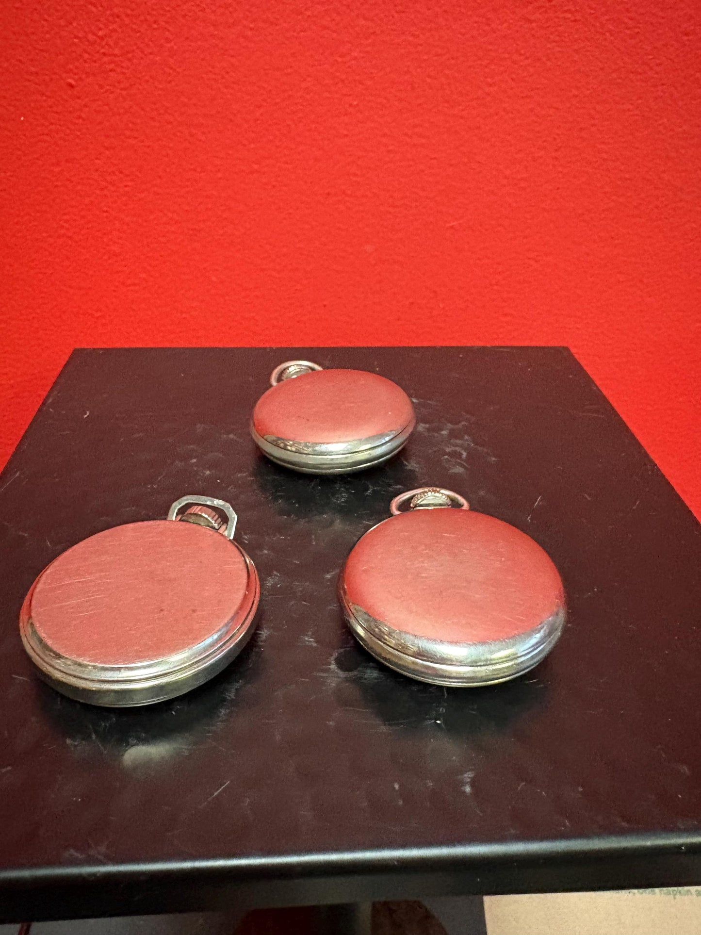 Three pocket watches  all as is  you open them and you fix them for a great deal