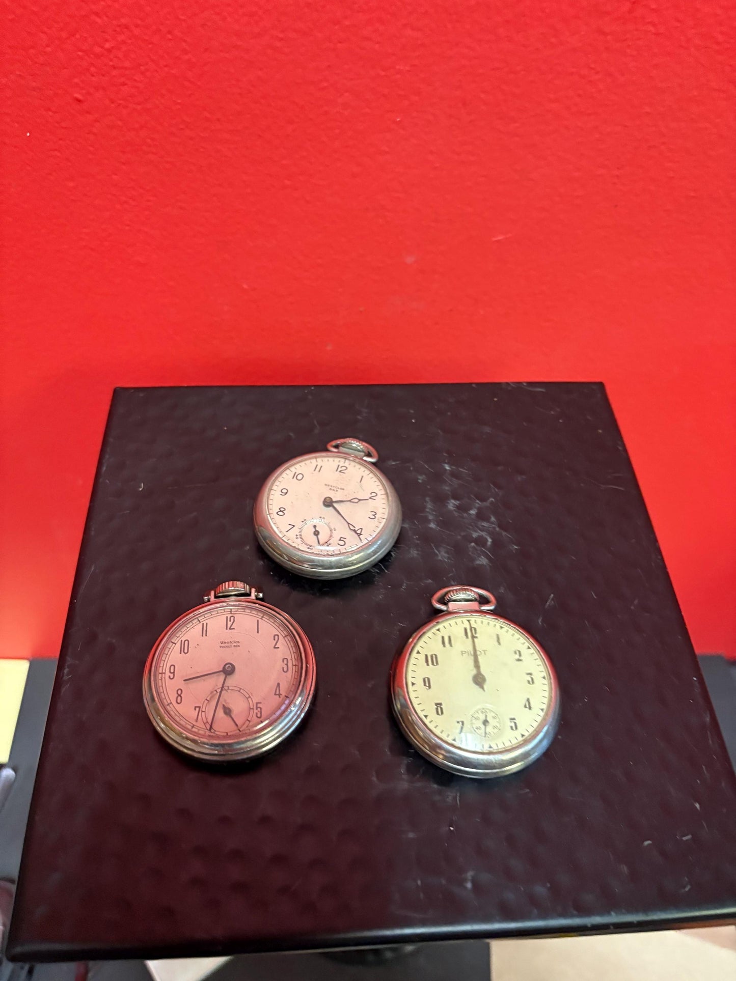 Three pocket watches  all as is  you open them and you fix them for a great deal
