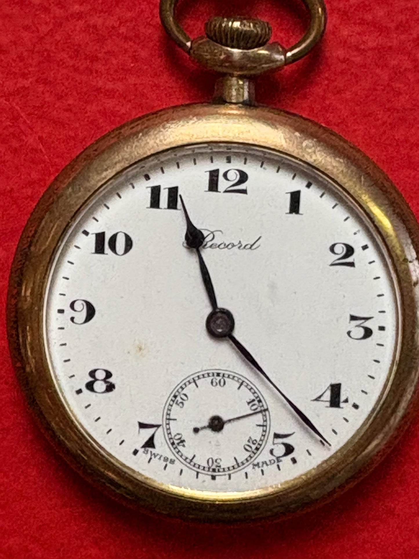 Lovely gold plated 2 1/4 inch pocket watch  as is  you open it you fix it  great deal