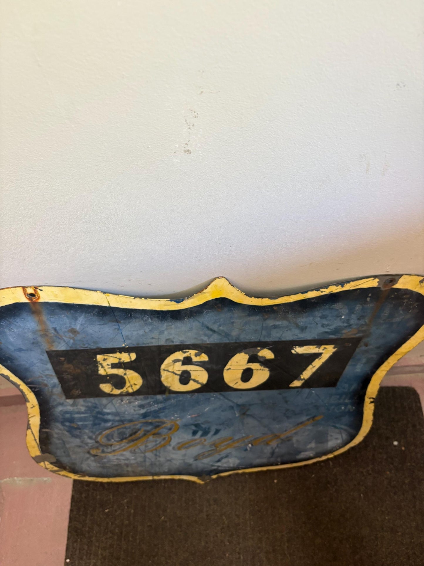 Stunning antique auto association metal chauffeur sign  30 by 28 inches wide  antique condition amazing decor - wo