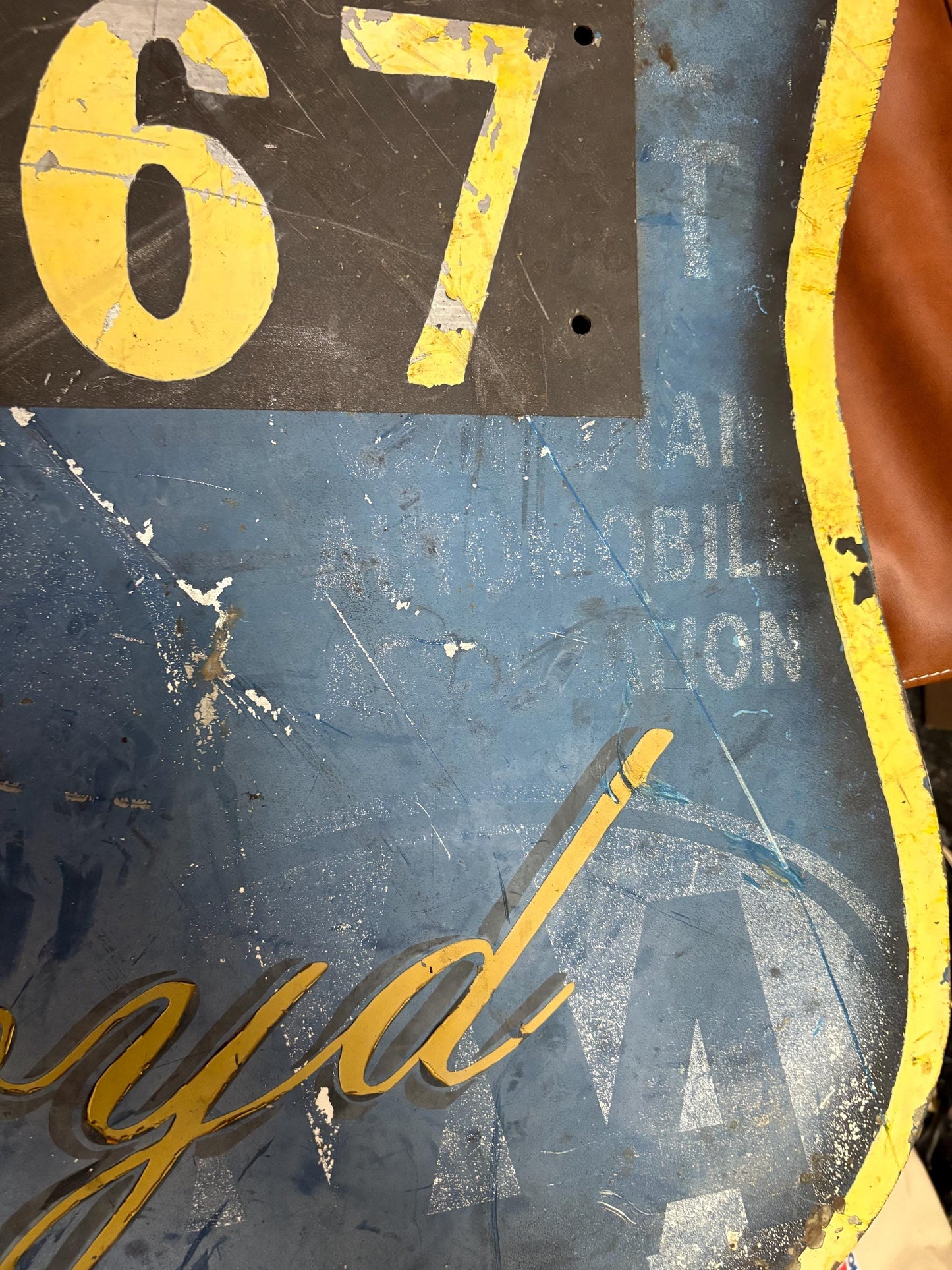 Stunning antique auto association metal chauffeur sign  30 by 28 inches wide  antique condition amazing decor - wo