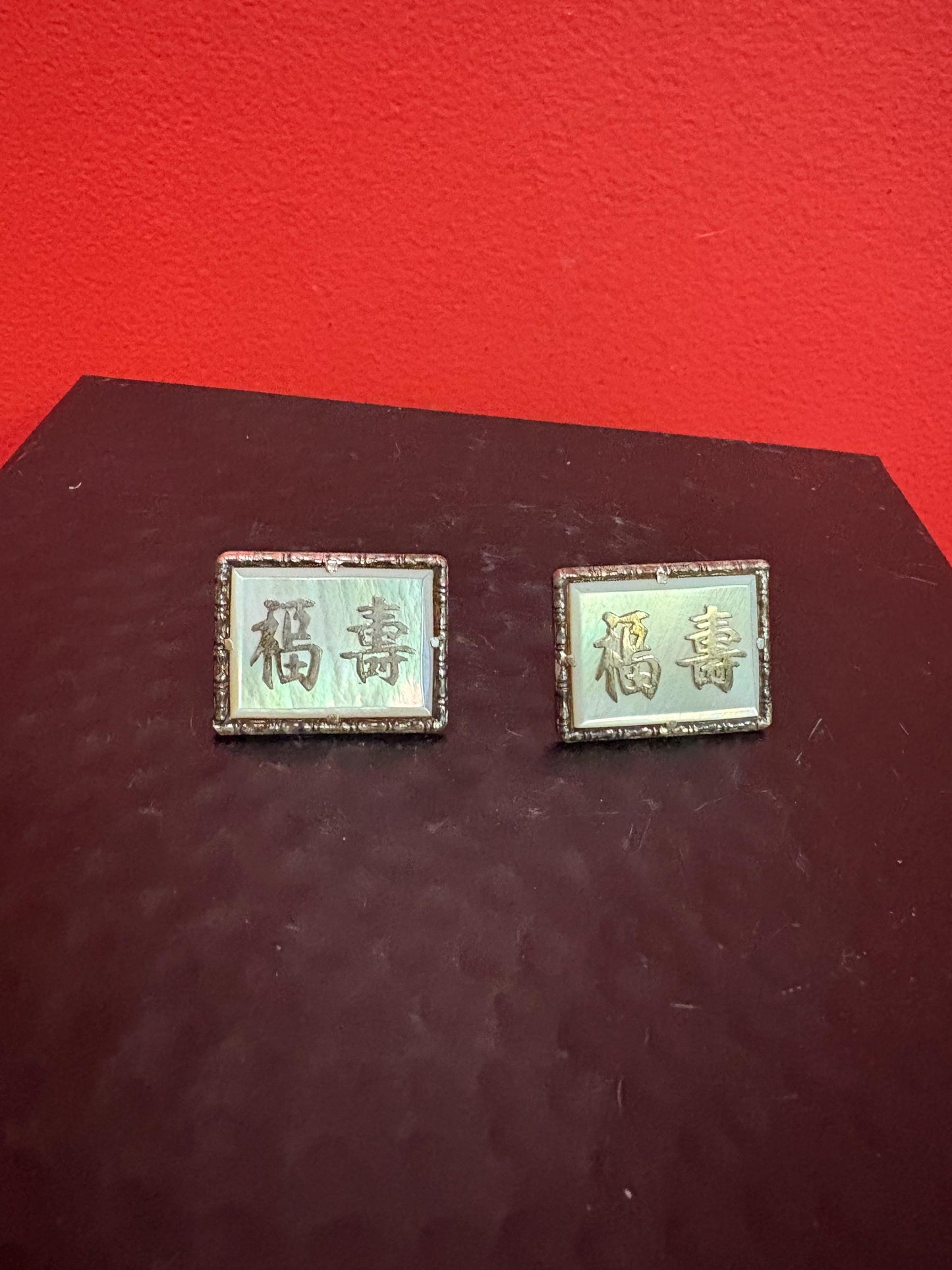 Beautiful antique Chinese sterling and mother-of-pearl cufflinks  great condition and wonderful gift
