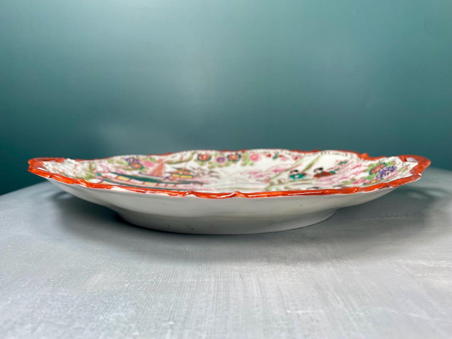 Antique Japanese Chinoiserie Hand Painted Traditional Geisha Girl Plate