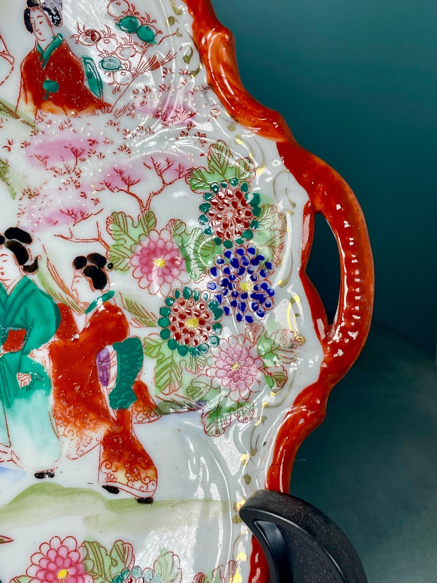 Antique Japanese Chinoiserie Hand Painted Traditional Geisha Girl Plate
