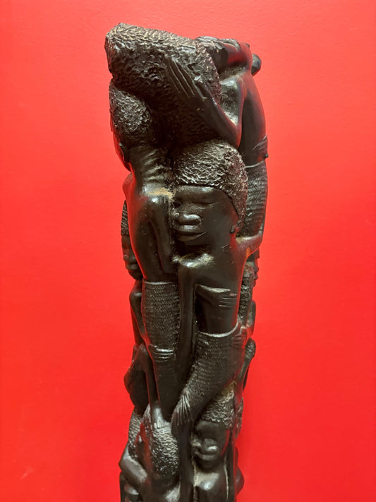 Magnificent antique African Makonde Ebony wood statue - 28 inches tall - 12 kg  amazing detail - museum quality piece