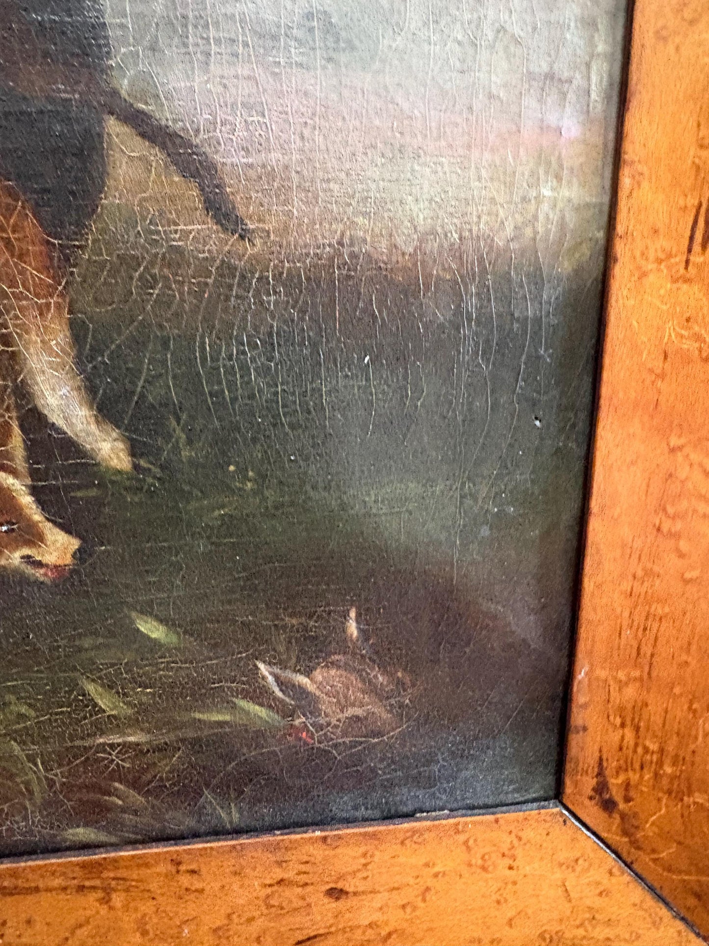 Stunning early 19 century Scottish oil painting on canvas in birds-eye maple frame  exquisite detail and imagery- 18 x 14  RS