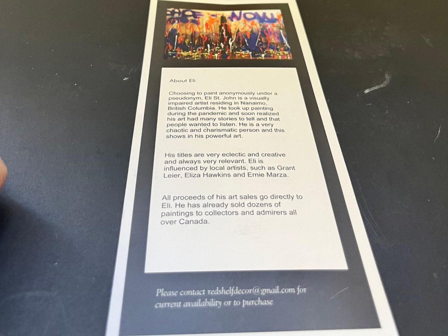 Very cool 11 inch long Vancouver Eli visually impaired artist Eli St. John kiss me paintbrush  wow