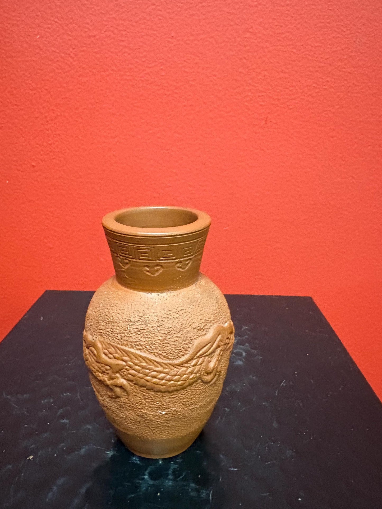 Beautiful old Chinese terra-cotta vase  3.5 inches tall - perfect condition